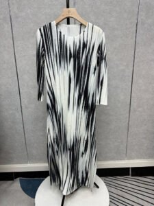 Summer loose dress, women's dress, slimming temperament, fashionable and casual, mid length skirt, pleated striped, thin style：圖片 7