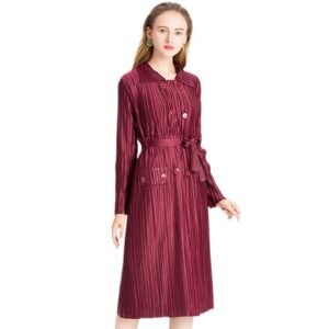 K81003 original high-end double breasted waistband windbreaker temperament socialite long coat women's clothing wholesale：圖片 10