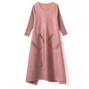Z2022001 Jiatwisted pleated pocket tassel loose fashion temperament anti-aging dress：圖片 6