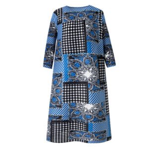 L229056 Jia Ning pleated color blocked checkered pattern horizontal pleat high elasticity fashionable casual dress：圖片 8