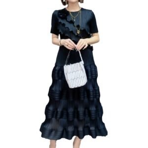 Wrinkled midi skirt autumn high waisted cake looks slim and droopy, A-line new mid to long style covers the belly and looks slim, versatile and stylish：圖片 8