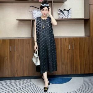 2025 Spring/Summer New Fashionable Tank Top Printed Slimming Style Sleeveless Dress Skirt Looks Thinner and Conceals Belly：圖片 9