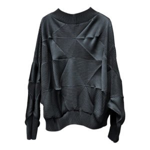 Jia Ning San Zhai's new pleated women's clothing in large size loose fitting pullover, stylish diamond pleated top, early autumn loose long sleeved：圖片 8