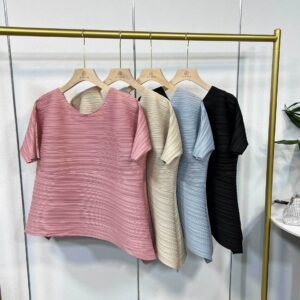 K221106 Summer Hot Loose Women's Round Neck Irregular Top Splicing Slant Top：圖片 4