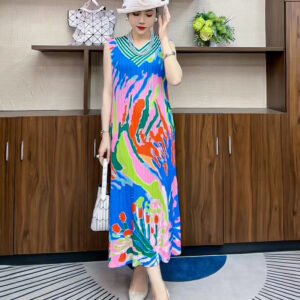 Summer loose dress women's dress V-neck slimming temperament and western-style women's casual fashion print versatile l