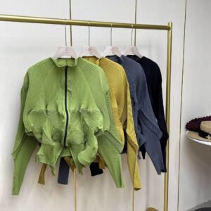 Jialing's new slimming women's long sleeved three-dimensional zipper cardigan jacket with stand up collar and artistic retro style：圖片 8