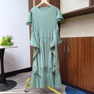 Summer Pleated Dress High-End Temperament Long Skirt Mint New Ruffled French Style Versatile Elegant Temperament：圖片 6