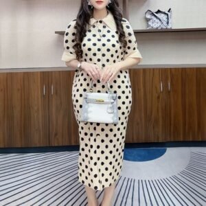 Summer new dress 2024 high-end temperament slim fit polka dot short sleeved slimming waist French skirt covering flesh：圖片 5