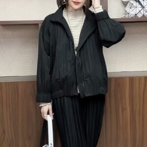 Miyake pleated cotton jacket fashion jacket 2024 winter autumn winter casual new loose warm short cotton jacket versatile