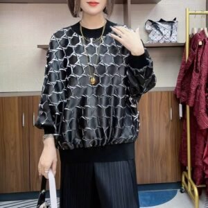 Ladies' autumn and winter hoodies, fashionable and versatile with lantern sleeves, round neck, original small fragrant style, temperament, covering the flesh, early autumn：圖片 6