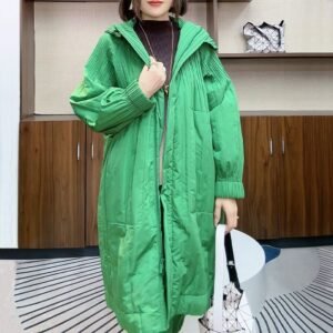 Cotton padded clothes Fashion pleats Sanzhai long coat Winter 2024 Autumn winter loose new casual cotton padded clothes keep warm China-Chic：圖片 7