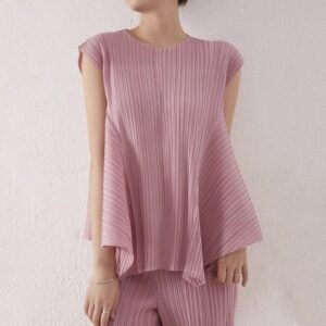 Summer irregular sleeveless pleated top design, thin, high-end, casual, versatile, small, fresh, solid color, loose fit