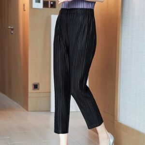 Thin pleated slim fit cropped pants casual pants women's harem pants new high-end temperament small leg pants loose high waist mom：圖片 6