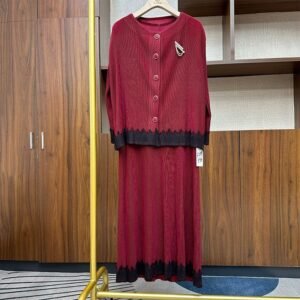 Skinny Mom Round Neck Lady Dress Set, Two Piece Temperament Dress, Small Fragrant Style, Noble and Elegant Dress Set, Fashionable：圖片 7