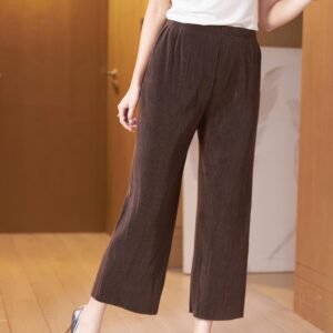 High waisted hanging pants for autumn and winter, thick and loose casual pants for women, wide leg pants for mothers, versatile and slimming, solid color elastic