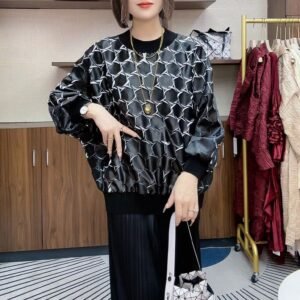 Ladies' autumn and winter hoodies, fashionable and versatile with lantern sleeves, round neck, original small fragrant style, temperament, covering the flesh, early autumn：圖片 5