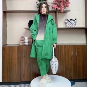 Cotton padded clothes Fashion pleats Sanzhai long coat Winter 2024 Autumn winter loose new casual cotton padded clothes keep warm China-Chic：圖片 5