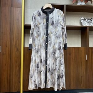 Miyake 2024 New Fashion Set Women's Medium Long Long Sleeve Round Neck Top Small and Versatile Two piece New Year's Dress：圖片 7