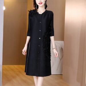 Jia Ning pleated versatile fashionable dress, slimming and stylish, mm cardigan, three-dimensional floral dress：圖片 7
