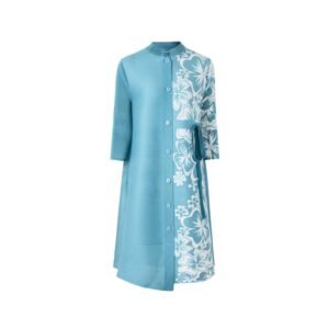 Noble temperament women's fashion slimming mid to long jacquard stand collar loose single-sided printed dress high-end：圖片 5