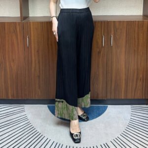 Miyake Pear shaped New Casual Pants with High Waist, Versatile and Slim Look, Folded Casual Pants for Women, Straight Tube, Loose and Thin, Wide Leg Pants：圖片 6