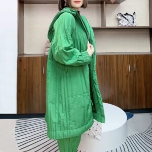 Cotton padded clothes Fashion pleats Sanzhai long coat Winter 2024 Autumn winter loose new casual cotton padded clothes keep warm China-Chic：圖片 6