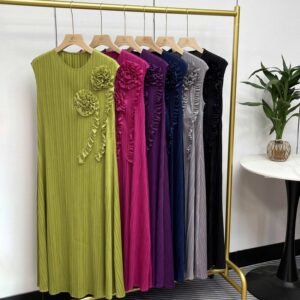 Jia Ning pleated round neck loose and versatile fashionable temperament women's sleeveless top rose dress with pleats for slimming：圖片 5