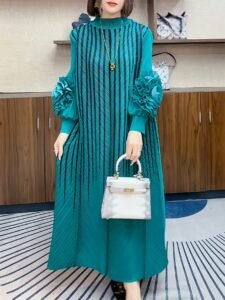 Middle Eastern Ramadan high-end skirts, long-sleeved slimming and temperament dresses, women's clothing, polyester fiber, fungus sleeve design：圖片 4