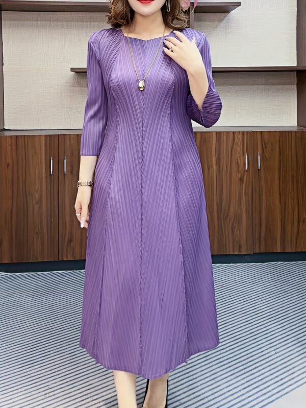 Middle Eastern Ramadan Pleats Foreigner Plus Size Long Sleeves Slim 2025 Loose Dress Temperament New Elegant Long Skirt Cropped Sleeves