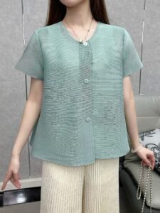 Middle East Ramadan Trendy 2024 High-end Pleated Summer Plus Size Loose T-Shirt Super Fairy Beauty Fashion Short Sleeve Shirt Top：圖片 3