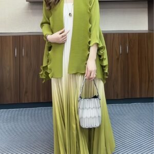 Ramadan in the Middle East, European and American light women, famous women, contrasting pressed pleats, new elegant temperament, big swing, two-piece dress, long skirt, skirt, jacket, jacket
