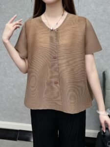 Middle East Ramadan Trendy 2024 High-end Pleated Summer Plus Size Loose T-Shirt Super Fairy Beauty Fashion Short Sleeve Shirt Top：圖片 2