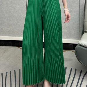 Middle Eastern Ramadan pleated wide-leg pants women's foreign spring and summer new loose and versatile pleated pants drape high-waisted pants