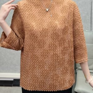 Middle Eastern Ramadan Vintage Embroidery Pleated Top Women's Autumn New Niche Design Sense Long Sleeve T-Shirt Women's Age-Reducing Clothes Women