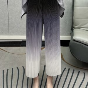 Middle Eastern Ramadan Niche Black and White Print New Pleated Pants Women's Straight Pants Comfortable and casual high-waisted fashionable and slim