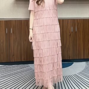 Middle Eastern Ramadan Solid Color Pleated Dress Summer Fashion Slim Premium Fringe Long Skirt Stretch Plus Size Women's Skirt