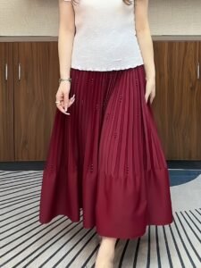 Middle East Ramadan fashion skirt women's 2025 new spring and autumn draped sense of foreign versatile stitched pleated skirt：圖片 4