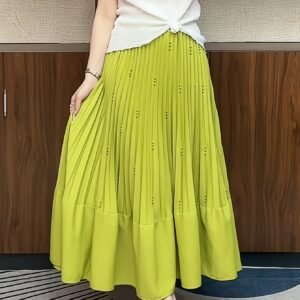 Middle East Ramadan fashion skirt women's 2025 new spring and autumn draped sense of foreign versatile stitched pleated skirt
