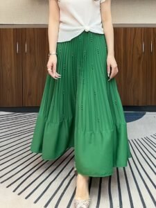Middle East Ramadan fashion skirt women's 2025 new spring and autumn draped sense of foreign versatile stitched pleated skirt：圖片 7