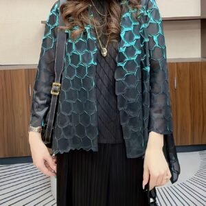 Middle East Ramadan 2025 Spring and Autumn Pleated Jacket Slim Temperament Long Sleeve Fashion Casual Top