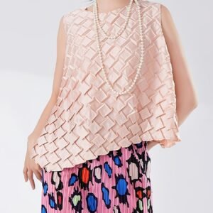 Middle Eastern Ramadan unique irregular beveled pleats sleeveless glossy top large size niche drape loose tank top